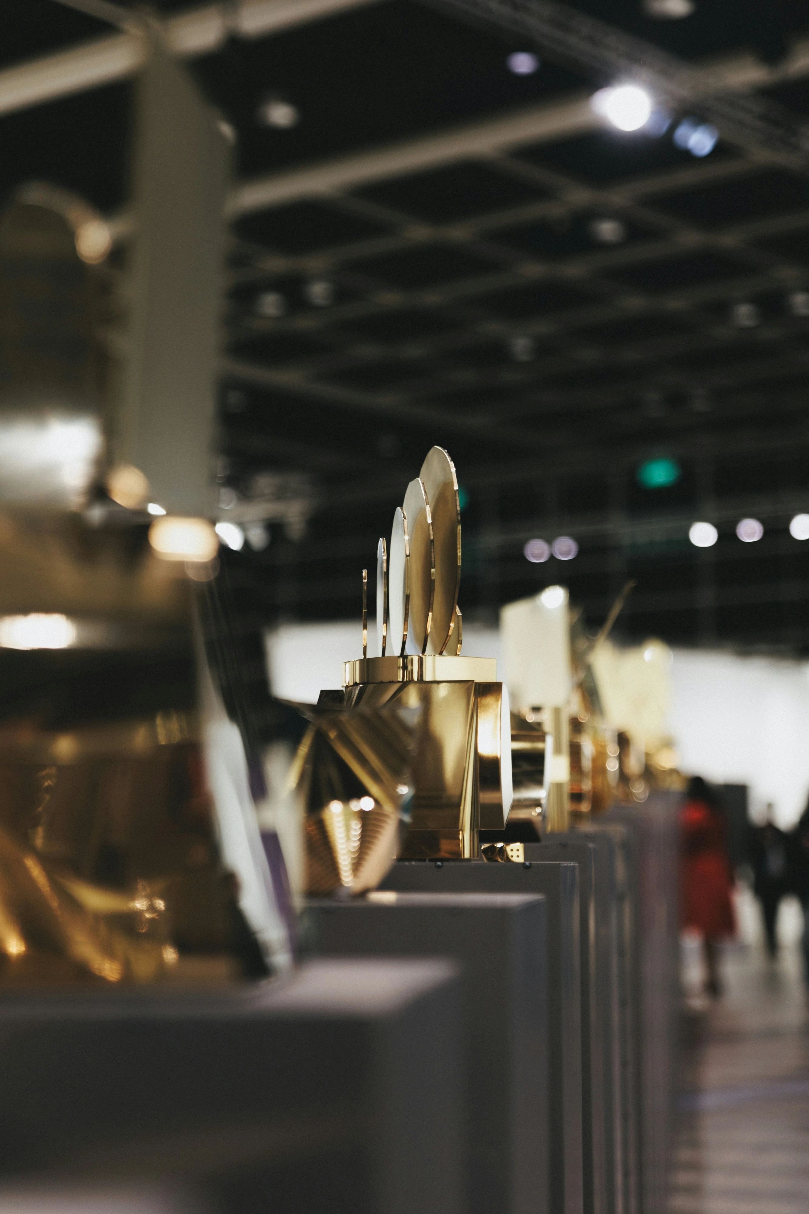 Golden award trophy on stage at Awards Night event