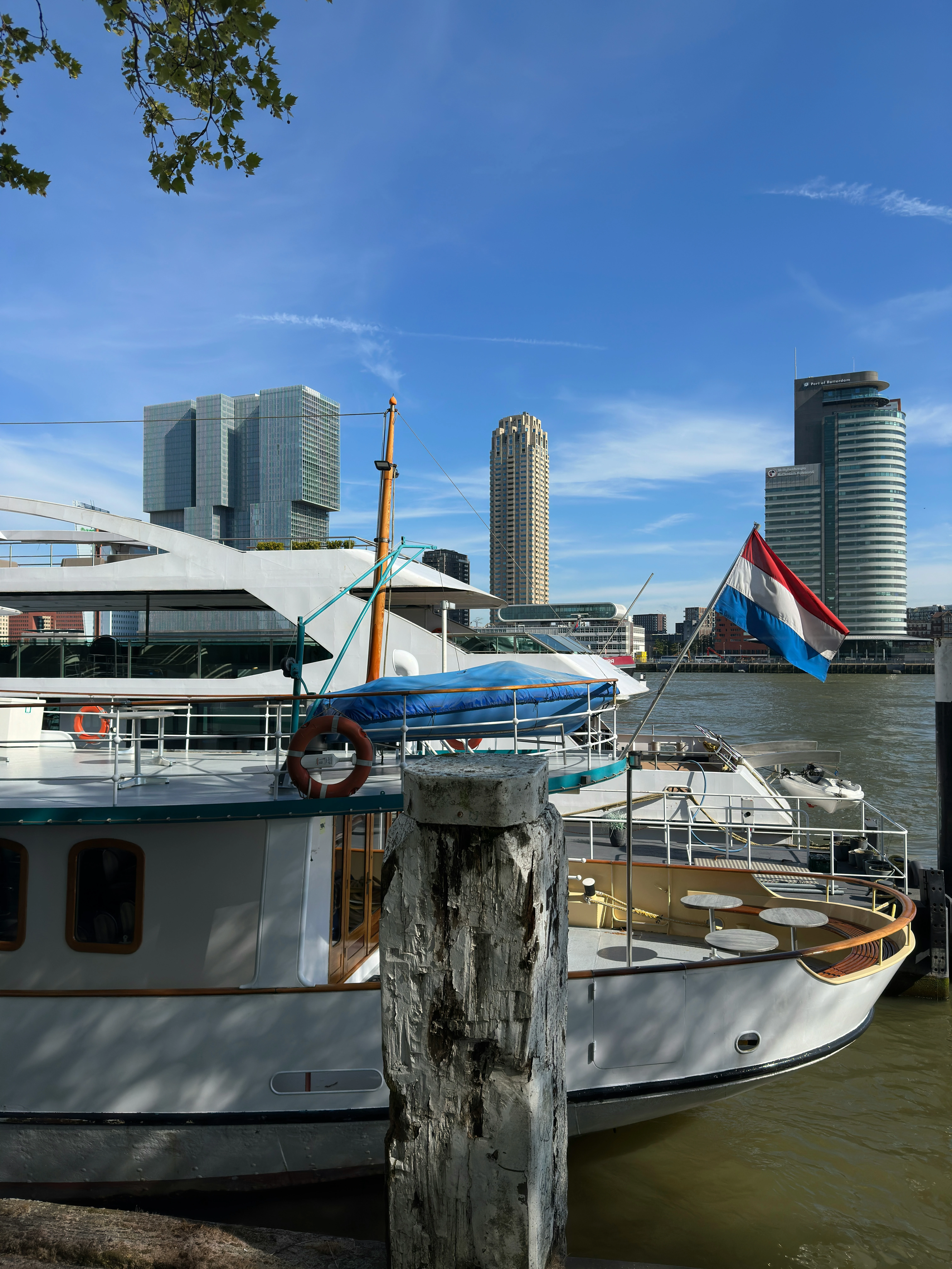 Guests celebrate on Royal Yacht Piet Hein moored in Rotterdam harbor at yacht party